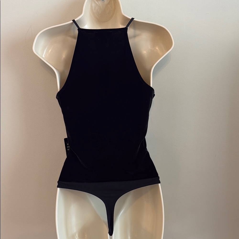 Sequin V-Neck Bodysuit in Black and Silver Timeless Chic Elegant Design Small - Picture 4 of 9
